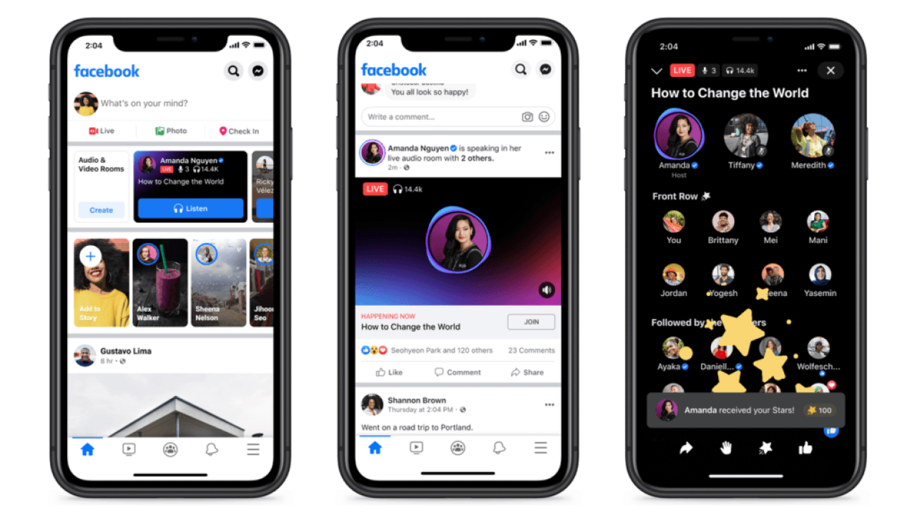 Facebook launches Live Audio Rooms and expands app podcast features